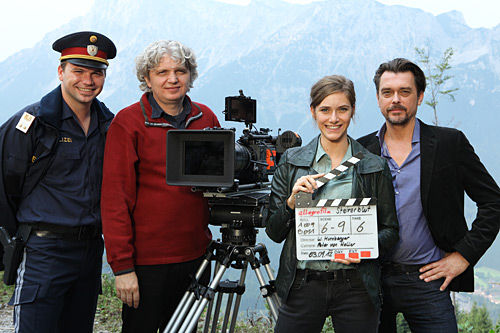 Thomas Stipsits, Wolfgang Murnberger, Miriam Stein und Hary Prinz in "STEIRERBLUT" - Regie: Wolfgang Murnberger