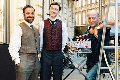 Drehstart von "Vienna Blood": uergen Maurer, Matthew Beard, Robert Dornhelm - © MR Film/Endor Productions/Petro Domenigg